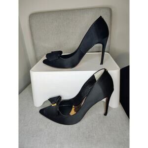 Ted Baker Satin Bow Heel Pumps Black with Gold